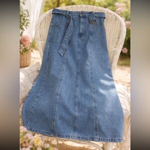 Denim Sleeveless Dress with Belt